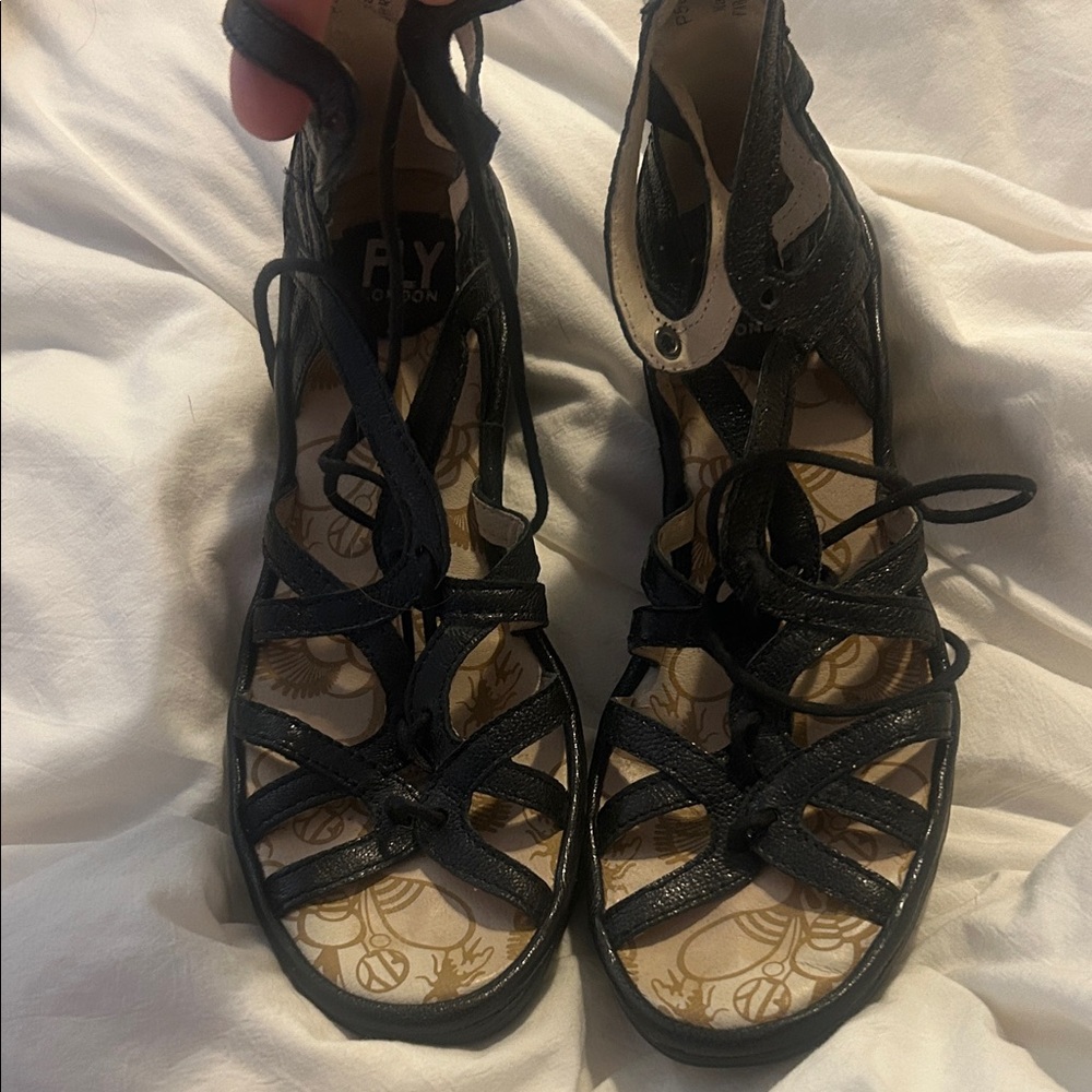 Fly London Black Strappy Sandals